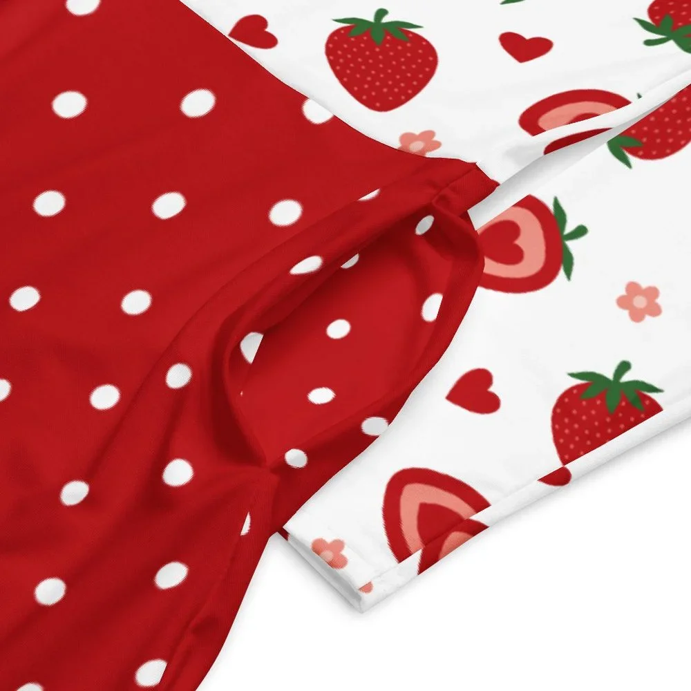 Strawberry Heart Long Sleeve Pin Up Dress - Picture 4 of 10